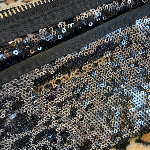 Victoria's Secret Black and Silver Sequin Cosmetic Bag - Picture 12 of 14